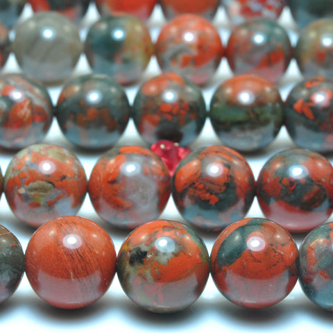 YesBeads Natural Fire Poppy Jasper smooth round loose beads gemstone wholesale jewelry making 15"