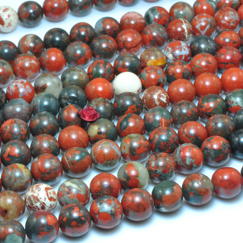 YesBeads Natural Fire Poppy Jasper smooth round loose beads gemstone wholesale jewelry making 15"