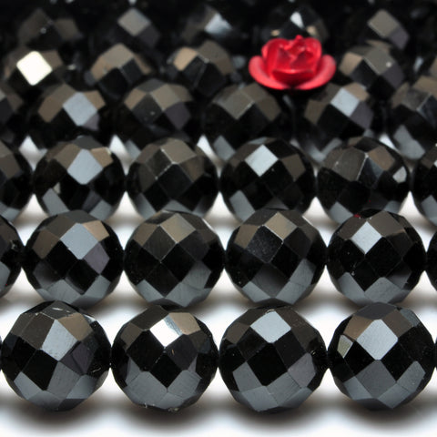 Natural Black Spinel Stone faceted round loose beads gemstone wholesale for jewelry making bracelet diy stuff