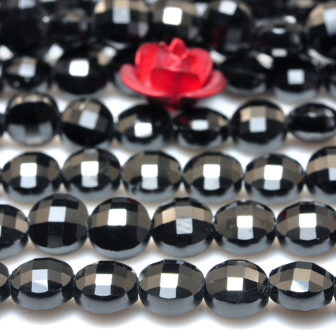 YesBeads Natural Black Spinel gemstone micro faceted loose coin beads wholesale jewelry making supplies 15"