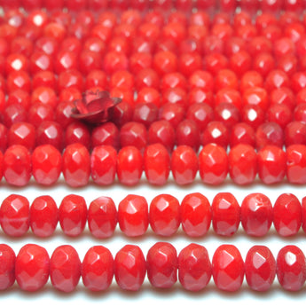 Red Coral faceted rondelle beads wholesale loose gemstones for jewelry making bracelet necklace