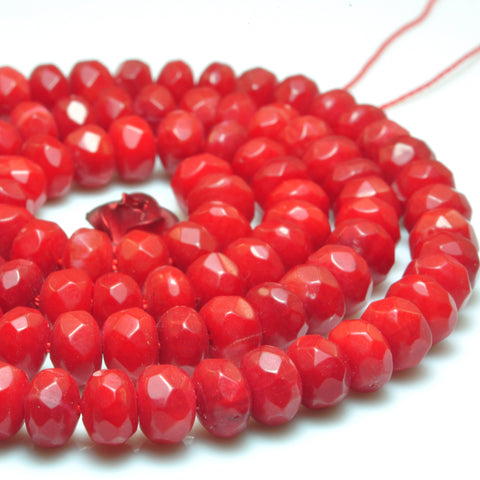 Red Coral faceted rondelle beads wholesale loose gemstones for jewelry making bracelet necklace