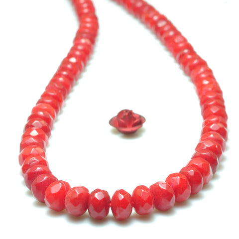 Red Coral faceted rondelle beads wholesale loose gemstones for jewelry making bracelet necklace
