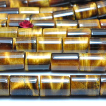 Natural Yellow Tiger Eye smooth tube cylinder beads wholesale loose gemstone jewelry making 12mm