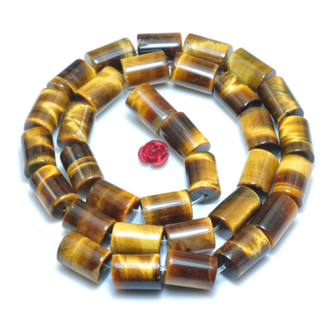 Natural Yellow Tiger Eye smooth tube cylinder beads wholesale loose gemstone jewelry making 12mm