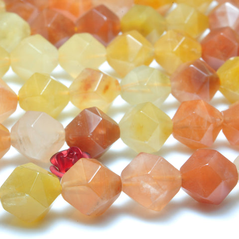Natural Red Rutilated Quartz faceted star cut beads red rabbit hair crystal wholesale gemstone jewelry making 15''