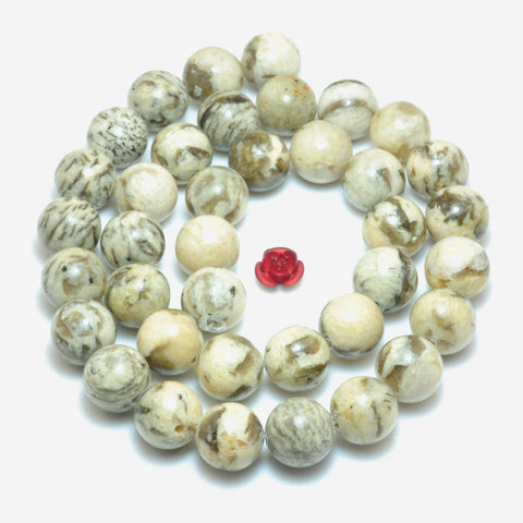 YesBeads Natural Feldspar gemstone smooth round loose beads wholesale jewelry making15"