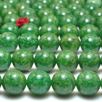 YesBeads Natural African green jade smooth round loose beads wholesale gemstone jewelry making 15"