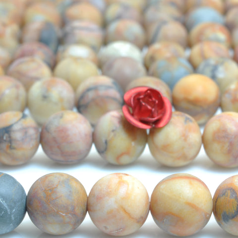 YesBeads Natural Mexico Venus Jasper matte round beads wholesale gemstone jewelry 15"