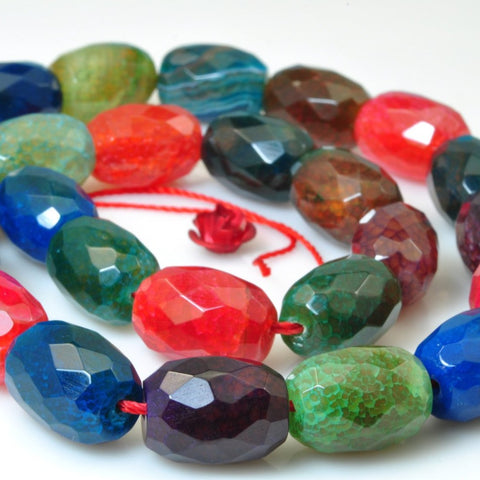 YesBeads Rainbow Agate faceted drum beads wholesale mix gesmtone jewelry making