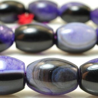 YesBeads Purple Black Agate smooth rice beads wholesale gemstone jewelry making