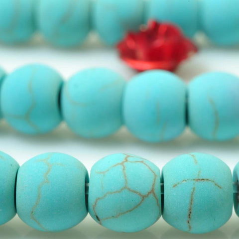 62 pcs of Green Turquoise synthesis matte round beads in 6mm