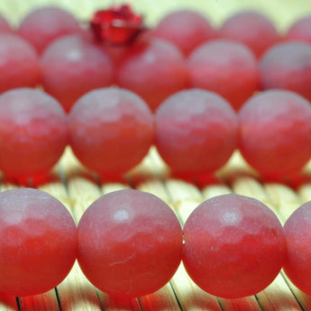 47 pcs of Natural Carnelian matte and faceted  round beads in 8mm (128 faces)