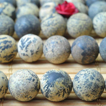 Natural yellow grass flower stone matte round beads gemstones wholesale jewelry making stuff semi precious stone