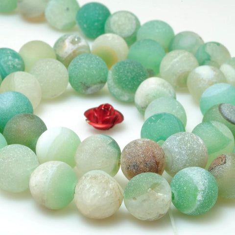 47 pcs of  Green Agate matte round beads in 8mm