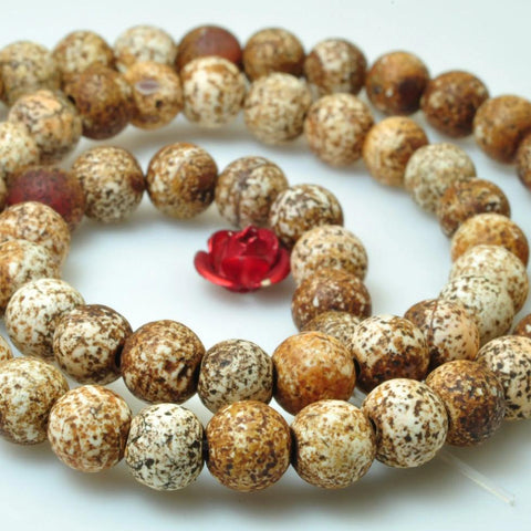 YesBeads Bodhi Jasper matte round loose beads bodhi mala wholesale gemstone jewelry 6mm
