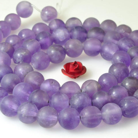 62 pcs of Natural Amethyst matte round beads in 6mm