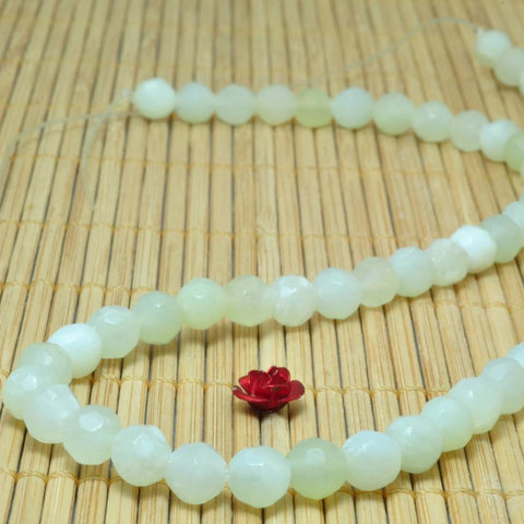 60 pcs of  Natural New Jade faceted  round beads in 6mm