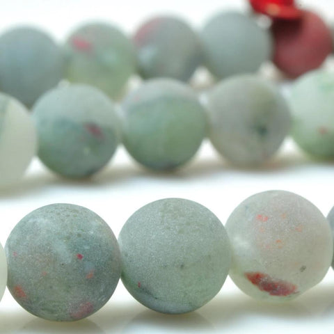 47 pcs of Natural Africa Iron Blood Stone matte round beads in 8mm