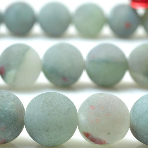 47 pcs of Natural Africa Iron Blood Stone matte round beads in 8mm