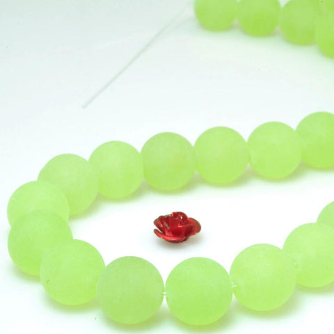 YesBeads Green Jade matte round beads wholesale gemstone jewelry making 15"