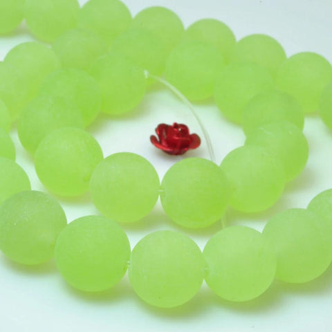 YesBeads Green Jade matte round beads wholesale gemstone jewelry making 15"