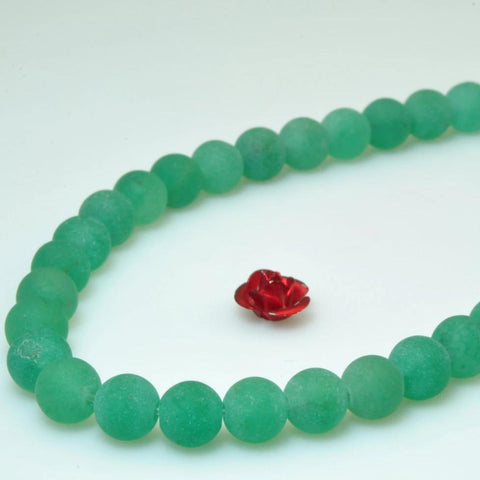 62 pcs of Green Aventurine matte round beads in 6mm
