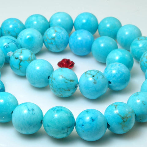 YesBeads Green Turquoise smooth round loose beads wholesale gemstone jewelry 12mm