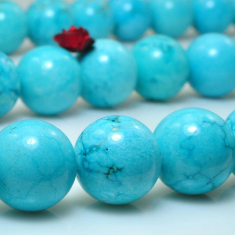 YesBeads Green Turquoise smooth round loose beads wholesale gemstone jewelry 12mm