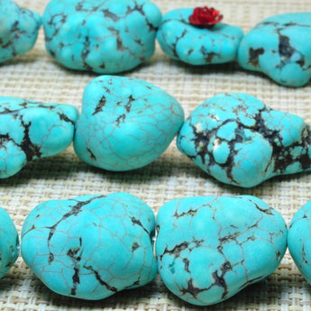YesBeads 15 inches of GreenTurquoise  Rough Nugget Chunks Matte beads in in 15-19 mmx 17-20mm