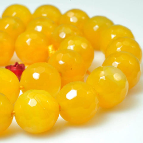 37 pcs of  Natural Yellow Agate faceted round beads in 10mm