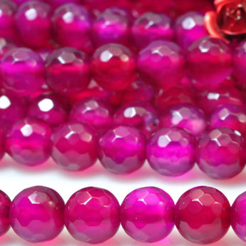 YesBeads Purple Jade faceted loose round beads gemstone wholesale jewelry making 15''