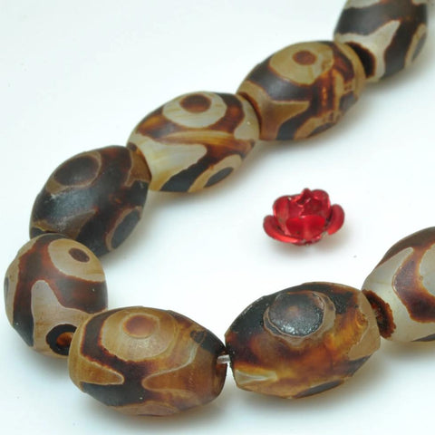 Tibetan Dzi Agate three-eyes matte drum beads wholesale gemstone for jewelry making DIY bracelets necklace stuff