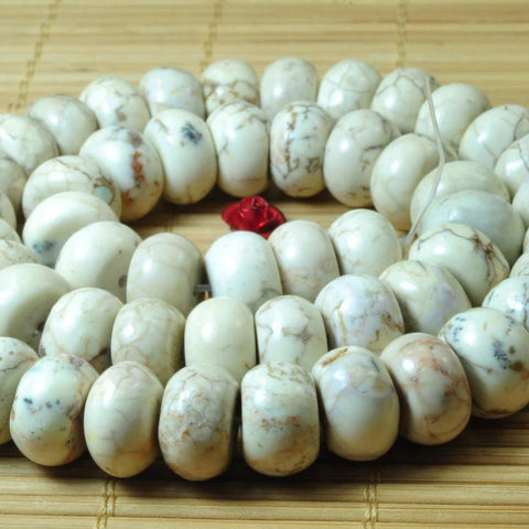 52 Pcs of  Natural white Turquoise smooth rondelle beads in 8x12mm