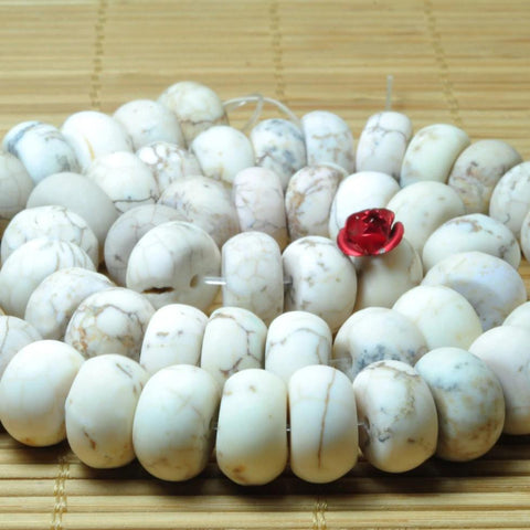52 Pcs of  Natural white Turquoise matte rondelle beads in 8x12mm