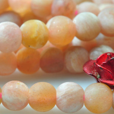 90 pcs of A Grade--Natural Sunstone matte round beads in 4mm