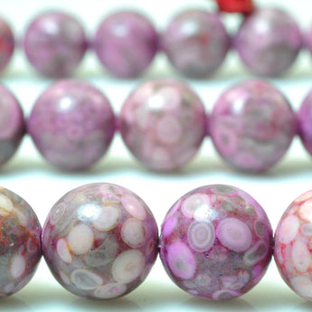 37 pcs of Pink Maifanite stone smooth round beads in 10mm
