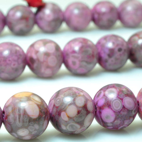 37 pcs of Pink Maifanite stone smooth round beads in 10mm