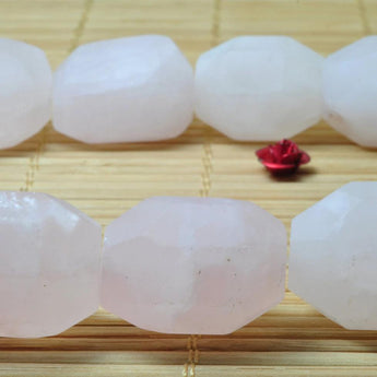 YesBeads 15 inches Natural Rose Quartz  matte and faceted Nugget Chunks beads in in 14-16mm wide X 18-20mm length