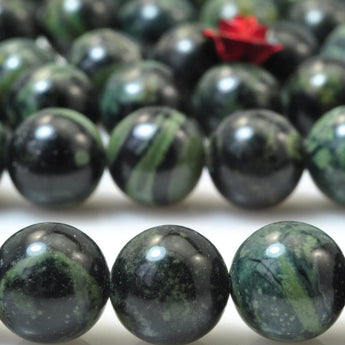 YesBeads Natural Kambaba Jasper green gemstone smooth round beads wholesale 15"