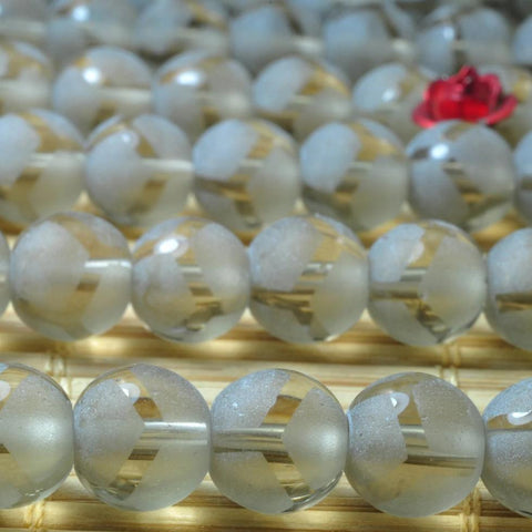 Gray Agate matte football round beads wholesale gemstone jewelry making bracelet diy 8mm