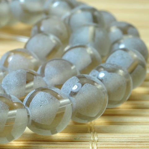 Gray Agate matte football round beads wholesale gemstone jewelry making bracelet diy 8mm