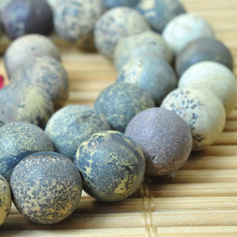 Natural yellow grass flower stone matte round beads gemstones wholesale jewelry making stuff semi precious stone