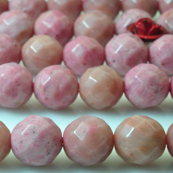 62 pcs of Chinese Rhodonite faceted round beads in 6mm(64 Face)