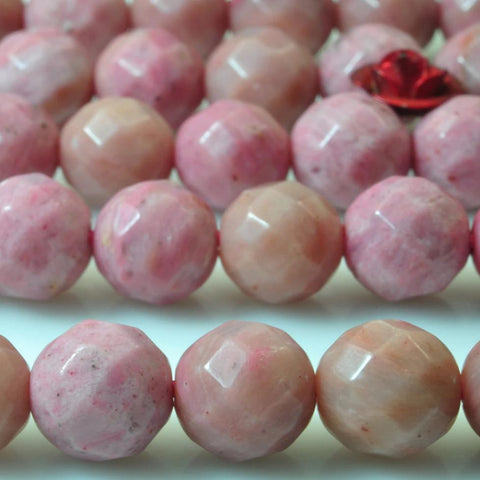 62 pcs of Chinese Rhodonite faceted round beads in 6mm(64 Face)