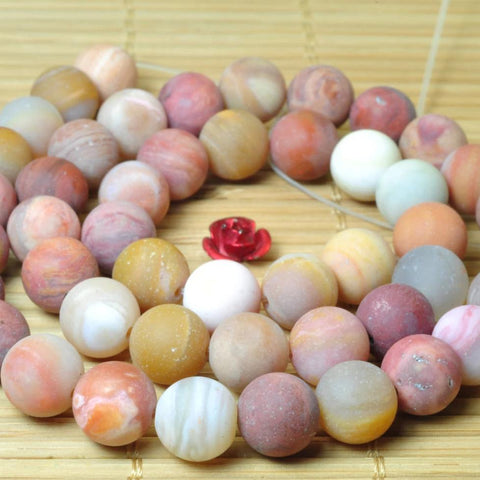 47 pcs of Rainbow Agate matte round beads in 8mm