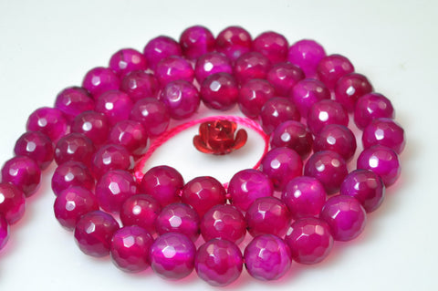 YesBeads Purple Jade faceted loose round beads gemstone wholesale jewelry making 15''