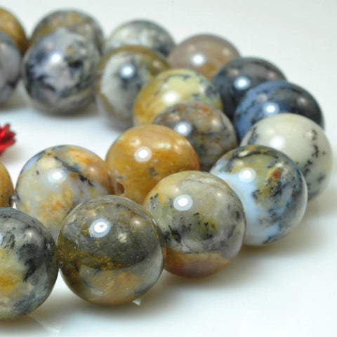 37 pcs of Moss Peruvian Opal smooth round beads in 10mm