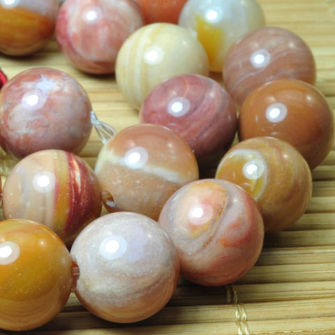 YesBeads 32 pcs of Natural Rainbow Agate smooth round beads in 12mm