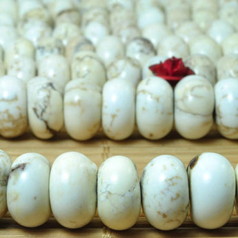 64 Pcs of  Natural white Turquoise smooth rondelle beads in 6x10mm
